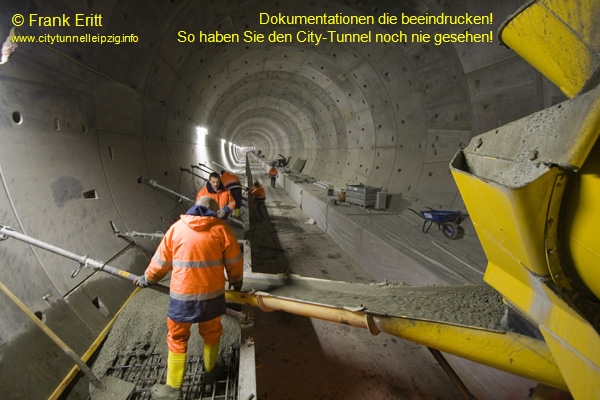 City-Tunnel Leipzig - Betonage der Kabeltrassen in der Westr�hre schreitet vorran