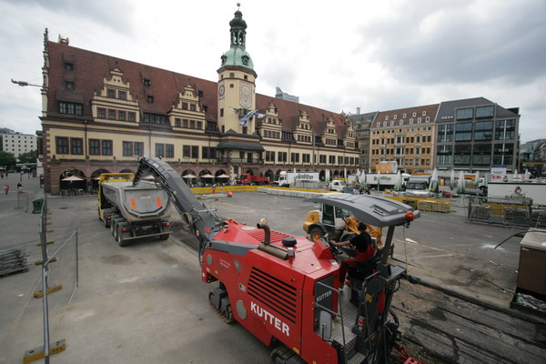 City-Tunnel Leipzig - Station Markt - Weitere Bauabschnitte bei der Marktpflasterung beginnen