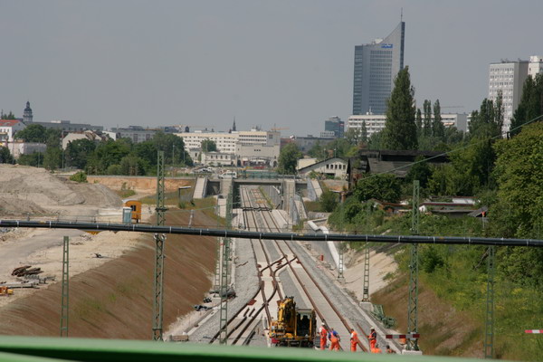 City-Tunnel Leipzig - Einfahrt Süd - Gleisbau und Montage der Schwellen