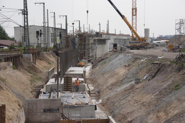 City-Tunnel Leipzig - Überwerfungsbauwerk MTh - Errichtung des westlichen Bauwerksteils