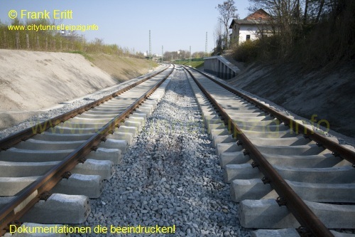 Bauende Gleis Richtung Connewitz - Blickrichtung Nord