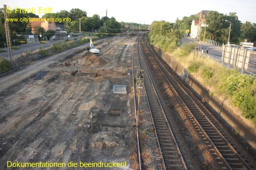 Strecke Leutzsch-Markranstdt - Blick von der Fugngerbrcke Ludwig-Hupfeld-Strae nach Norden