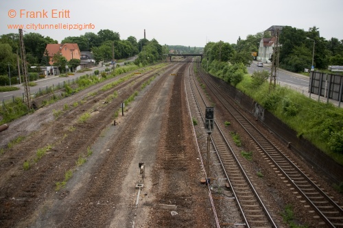 Strecke Leutzsch-Markranstdt - Blick von der Fugngerbrcke Ludwig-Hupfeld-Strae nach Norden