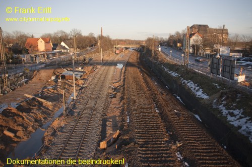 Strecke Leutzsch-Markranstdt - Blick von der Fugngerbrcke Ludwig-Hupfeld-Strae nach Norden