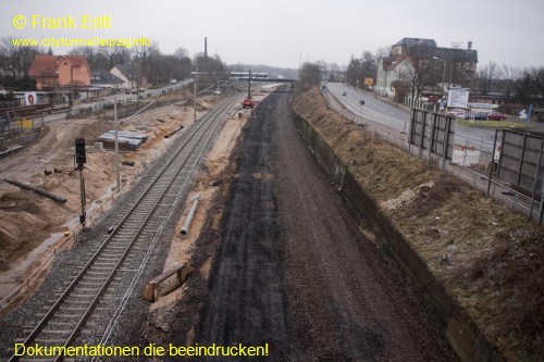 Strecke Leutzsch-Markranstdt - Blick von der Fugngerbrcke Ludwig-Hupfeld-Strae nach Norden