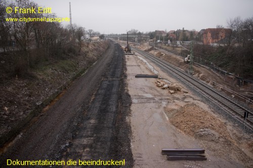 Strecke Markranstdt-Leutzsch - Blick von der Georg-Schwarz-Brcke nach Sden