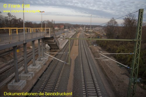 Strecke Markranst�dt-Leutzsch - Blick von der Georg-Schwarz-Br�cke nach Norden