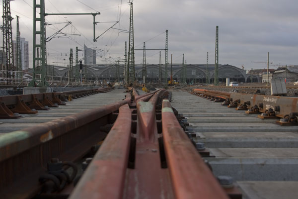 City-Tunnel Leipzig - Einfahrt Nord - Montage Weiche 125 im Gleisvorfeld