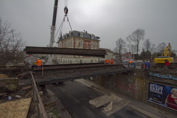 City-Tunnel Leipzig - NEM - Gaschwitz (a) - Engelsdorf (a) - Station Markkleeberg - Demontage der Br�cken Rathausstra�e