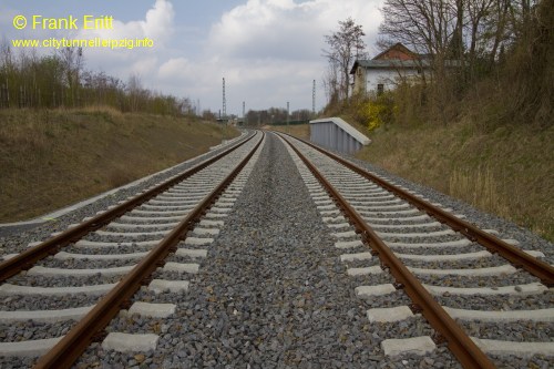 Bauende Gleis Richtung Connewitz - Blickrichtung Nord