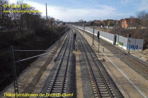 Strecke Markranstdt-Leutzsch - Blick von der Georg-Schwarz-Brcke nach Sden