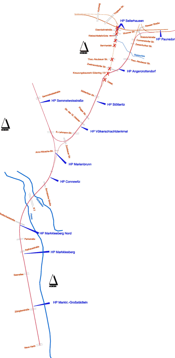 LAgeplan Strecke Gaschwitz - Sellerhausen