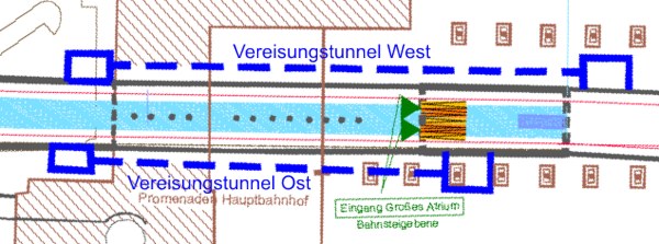 Lageplan Vereisungstunnel Hauptbahnhof