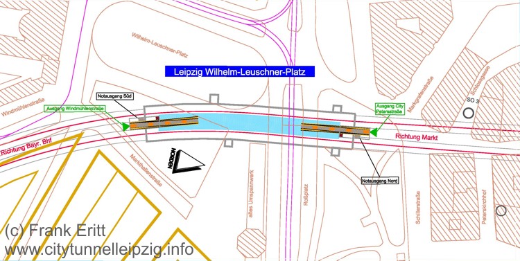 City-Tunnel Leipzig - Lageplan Station Wilhelm-Leuschner-Platz 