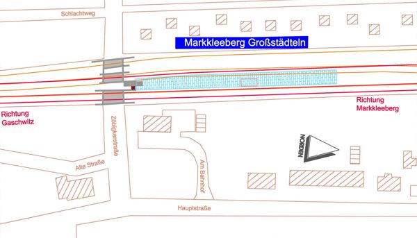 Lageplan Station Markleeberg-Grostdteln