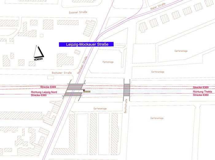 Lageplan S-Bahn Station Leipzig Mockauer Straße